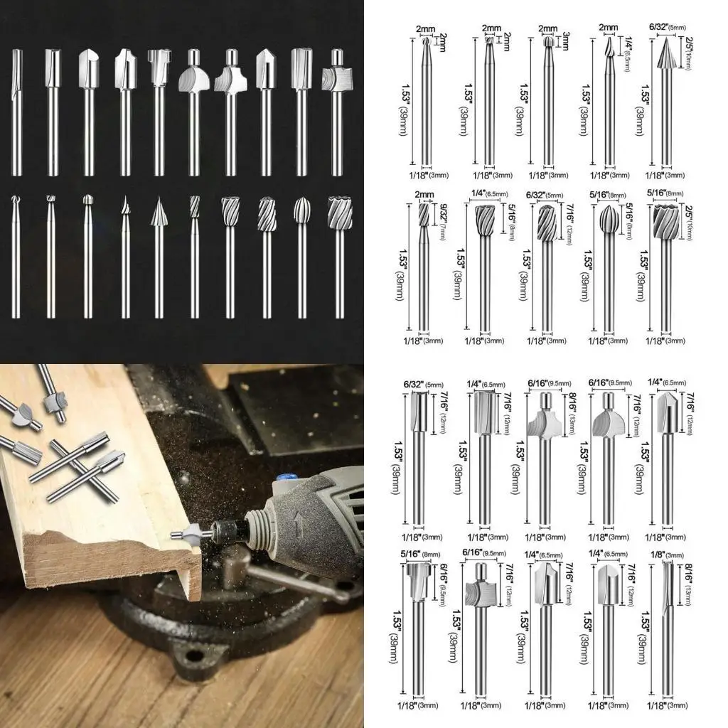 

R9UF 10PCS HSS ROUTER BITS и 10PCS Router BIT 1/8 "(3 мм) хвостовик для ротари