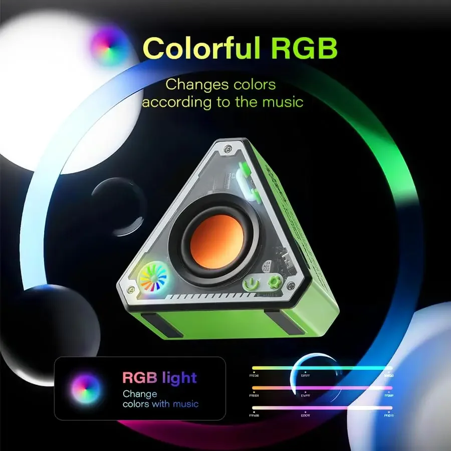 

Треугольный механический стиль, креативный беспроводной мини-динамик, оснащенный красочным окружающим освещением, креативный подарок на день рождения