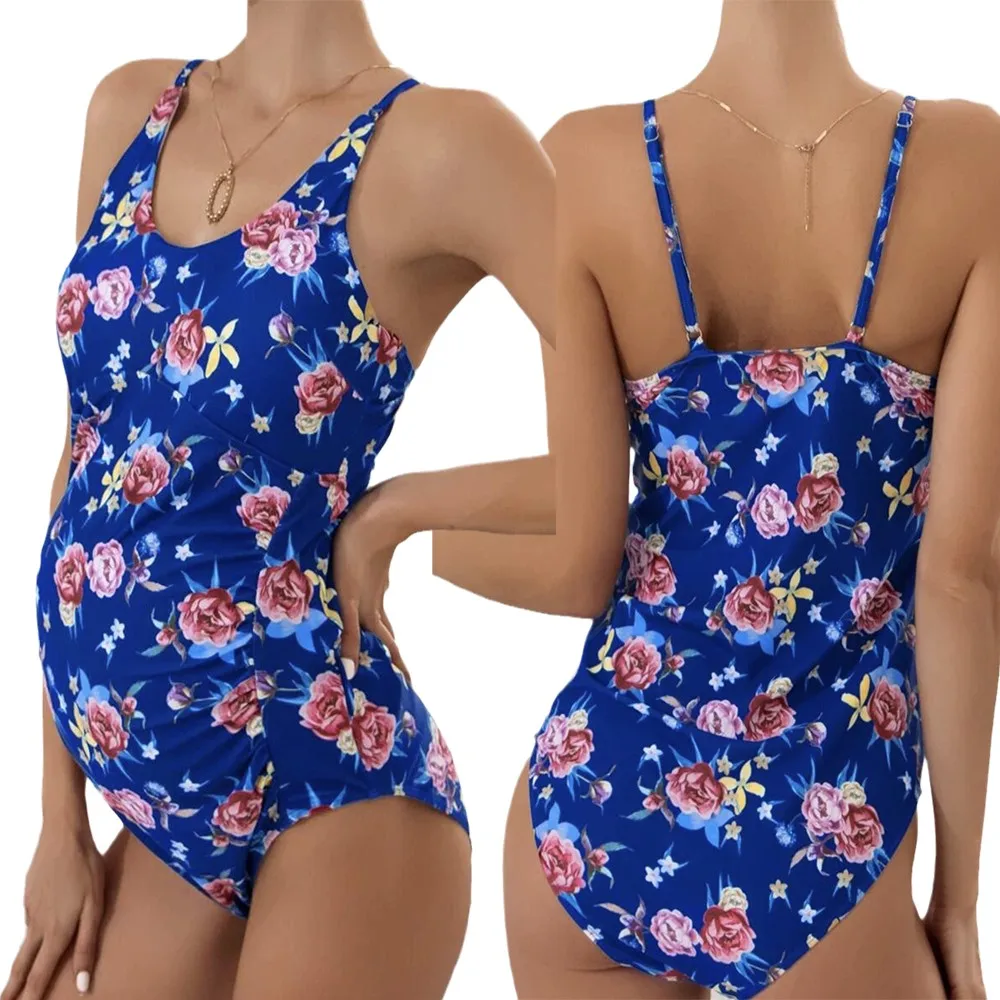 

2022 Summer Premama Floral Swimsuit Fashion Maternity Women's One Piece Tankini Beachwear Bikini Pregnancy Swimwear Bathing Suit