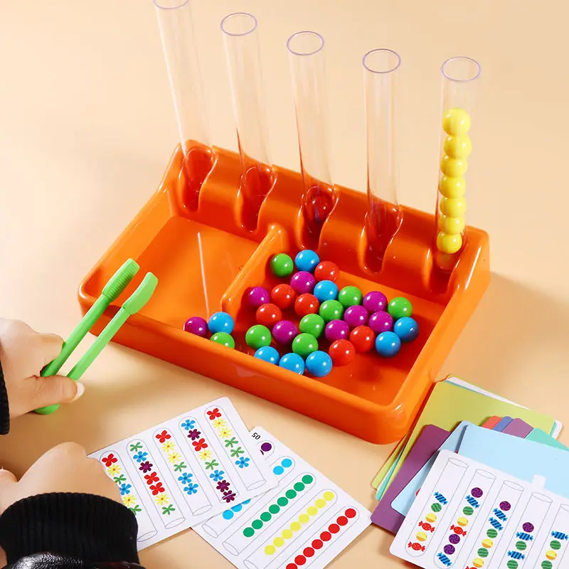 

Color Cognitive Teaching Aid Fine Motor Sorting Set Kids Educational Toy Test Tube Color Matching Card Montessori Chidlren Gifts