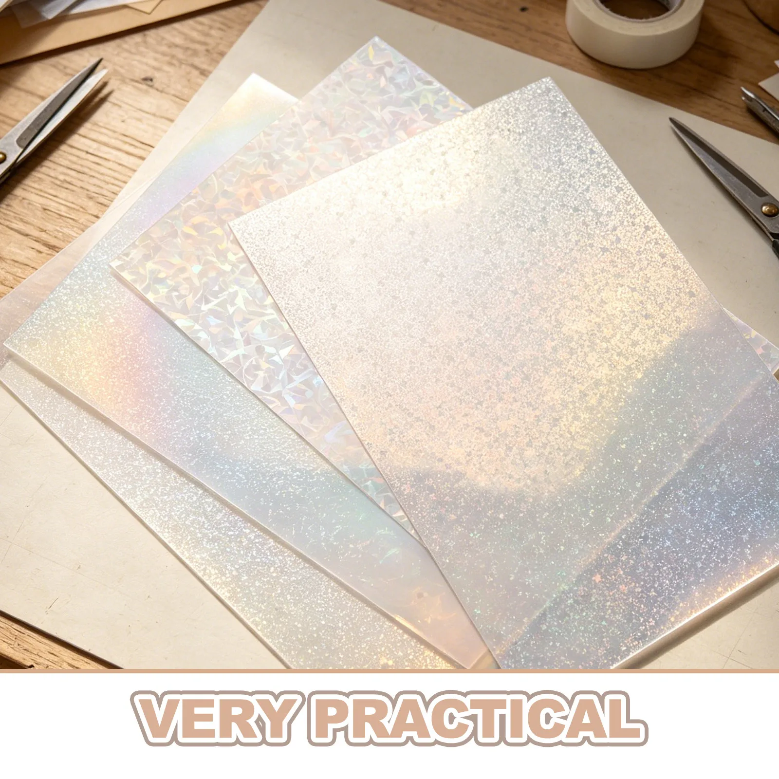 20Sheets Holographic Sticker Paper Printable Vinyl Waterproof Self-Adhesive A4 Size Perfect for Inkjet Laser Printer Craft