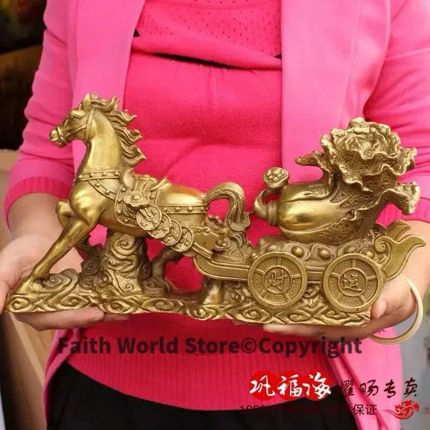 home LIVING ROOM protective-efficacious Money Drawing success HORSE bronze Brass statue sculpture Decoration