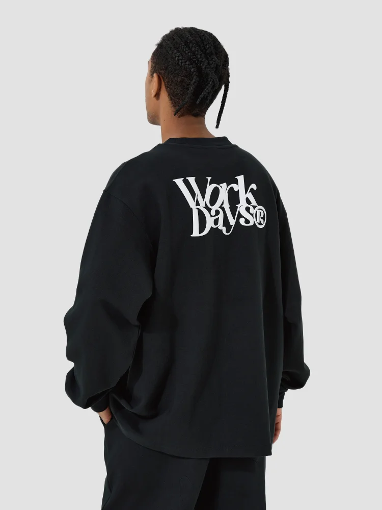 

4EVER LAB Spring Autumn Loose ex Long Sve round Ne T-irt Heavyweight American Sle Basic Cotton Crew Ne Tee