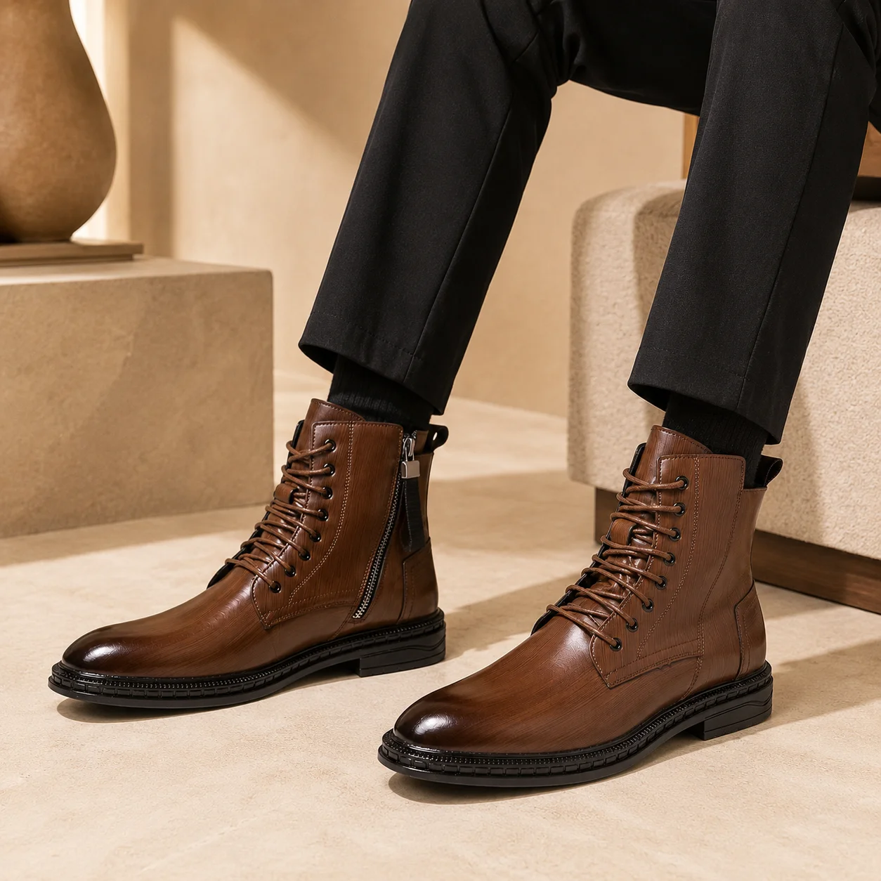 Fashion Classic Men's High Top - Mens Fashion Combat Boots 评论和价格