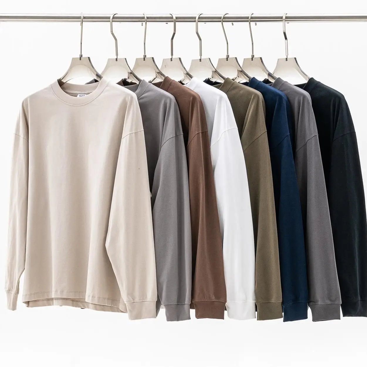 

Oversize Loose Long Sve round Ne T-irt ex Cotton Breathable Comfortable Base irt Street Sle Spring Autumn Top