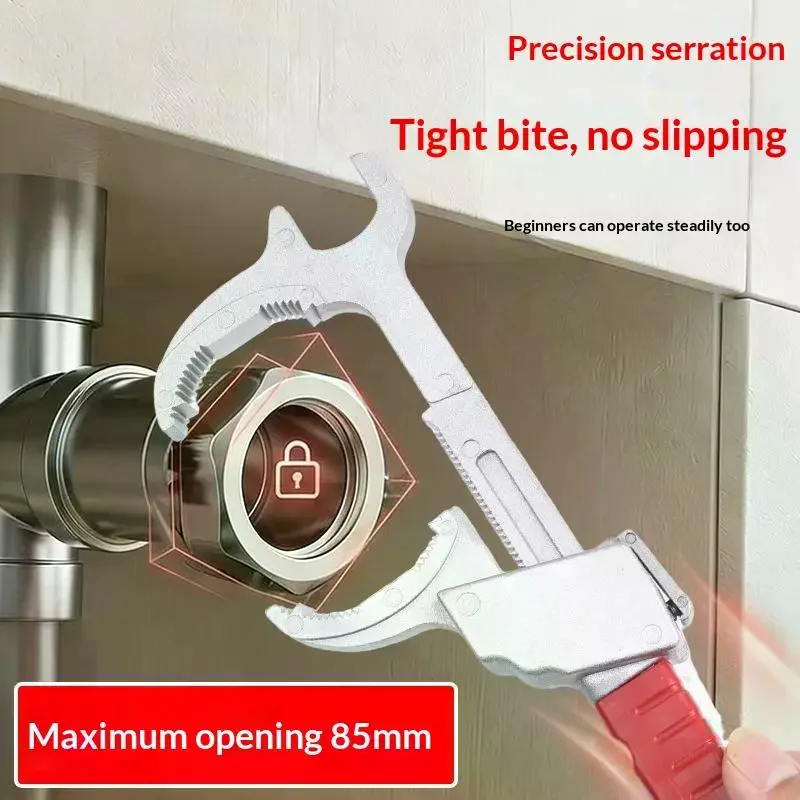 Adjustable Wrench For Bathroom Kitchen Plumbing Installation Tasks 86mm Jaw Lightweight Aluminum Alloy Construction