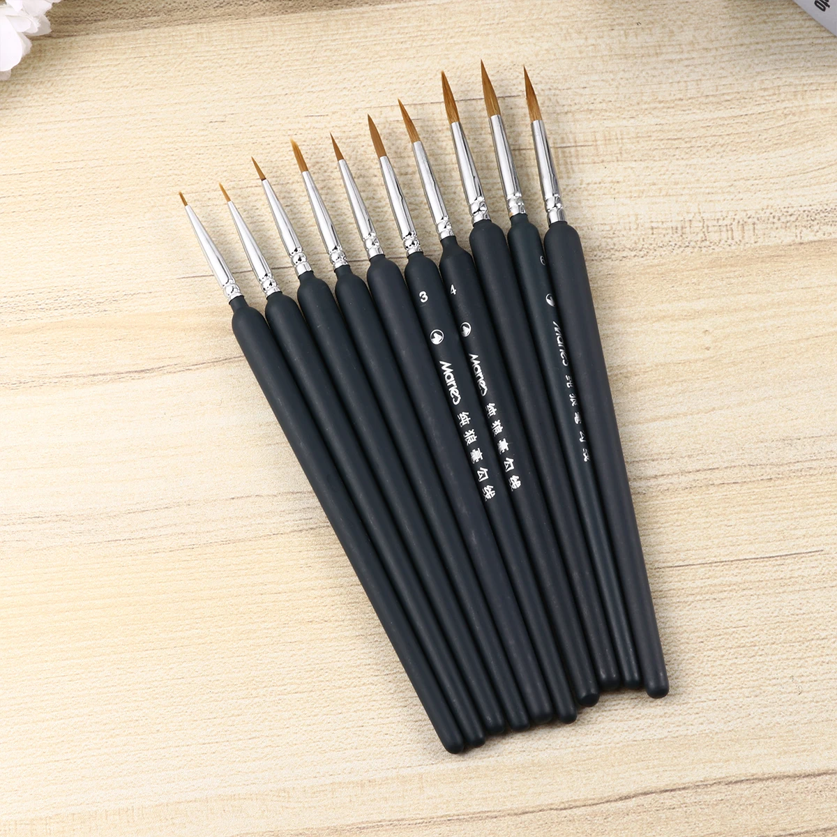

10pcs Brush Painting Brushes Set Set Watercolor Oil Painting Long H Bamboo Shaft Fine Tip Brushes Art Supplies