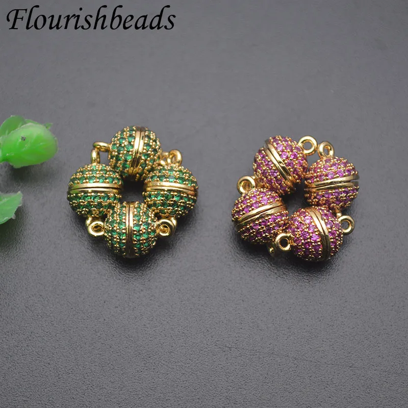 8mm Luxury Green Purple Strong Magnetic Clasps & Hooks Beads for Women Crystals Pearls Necklace Bracelet Making