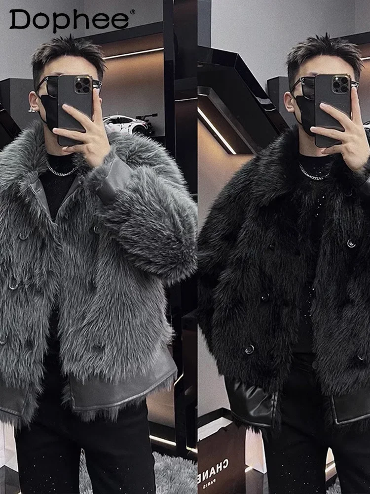 

Winter Wool Cotton Clothes Men's High-end Environmentally Friendly Fur Jacket Warm Imitation Fur Integrated Cotton-padded Tops