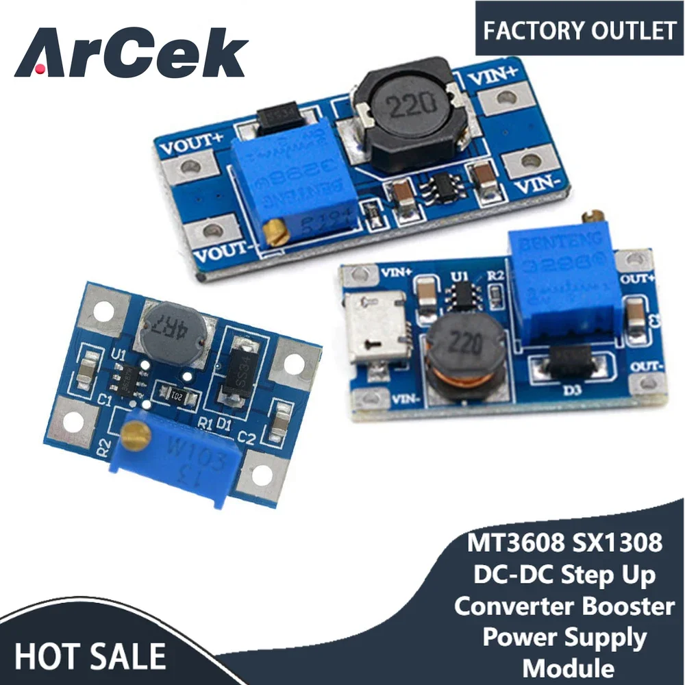 

MT3608 DC-DC 2A Boost Module for Arduino Pressure Plate 2A Max Step Up Power Module with MICRO USB Booster Power Module