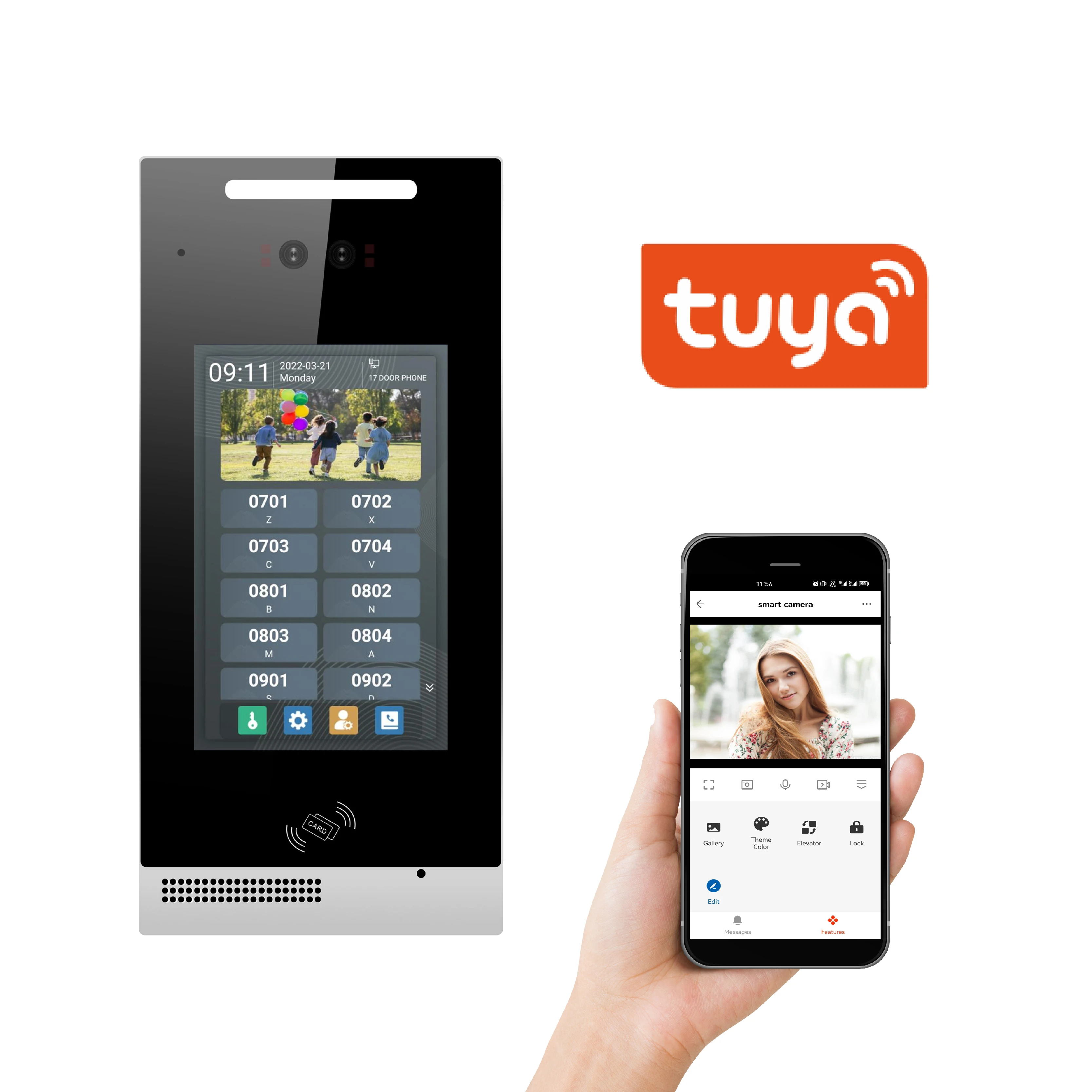 ระบบอินเตอร์คอม TCP/IP HD 1080P แบบกำหนดเอง ระบบอินเตอร์คอมวิดีโอโทรศัพท์ประตู Tuya ระบบรักษาความปลอดภัยบ้าน