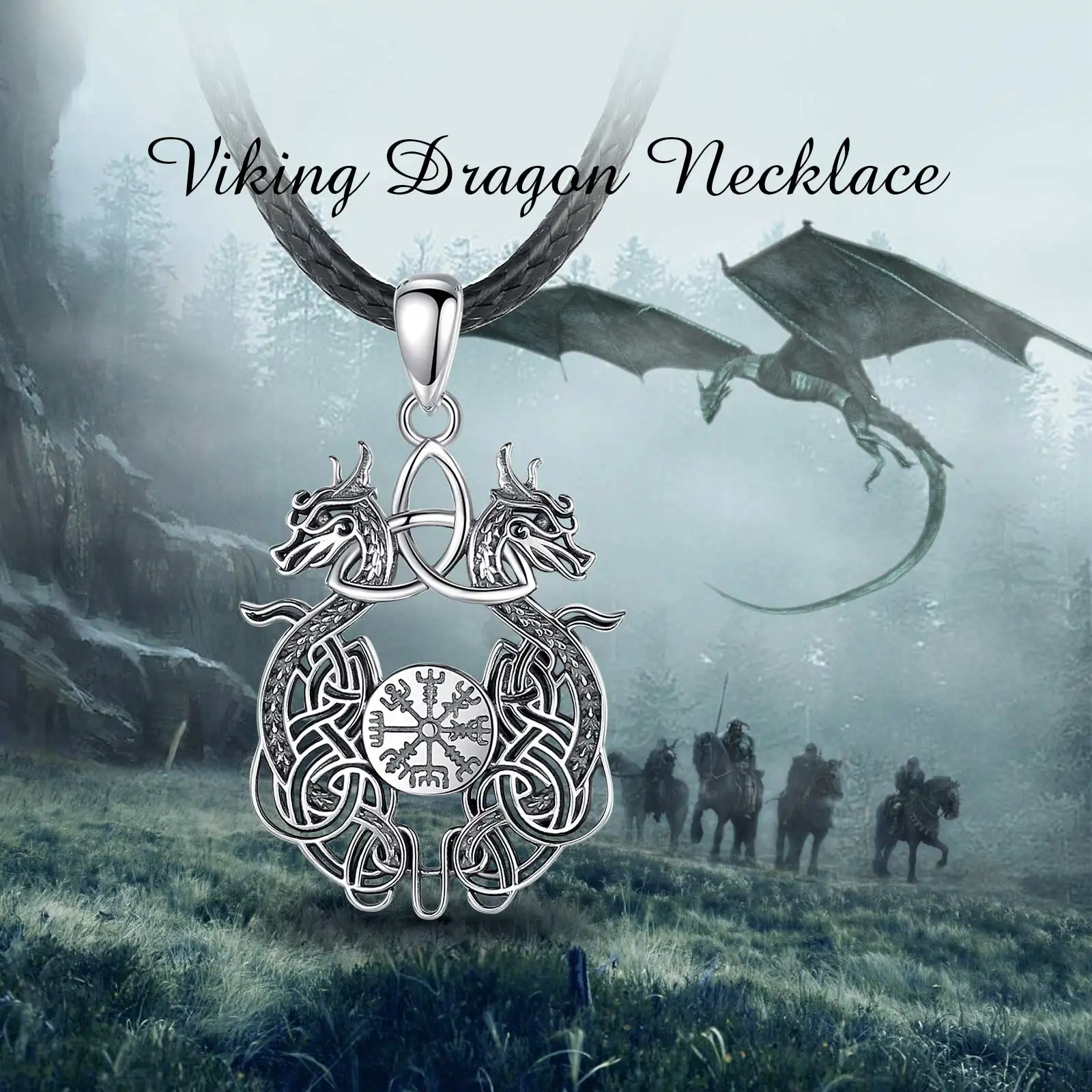يودورا 925 فضة فايكنغ التنين قلادة للرجل المرأة سلتيك عقدة البوصلة تميمة قلادة شخصية مجوهرات غرامة هدية