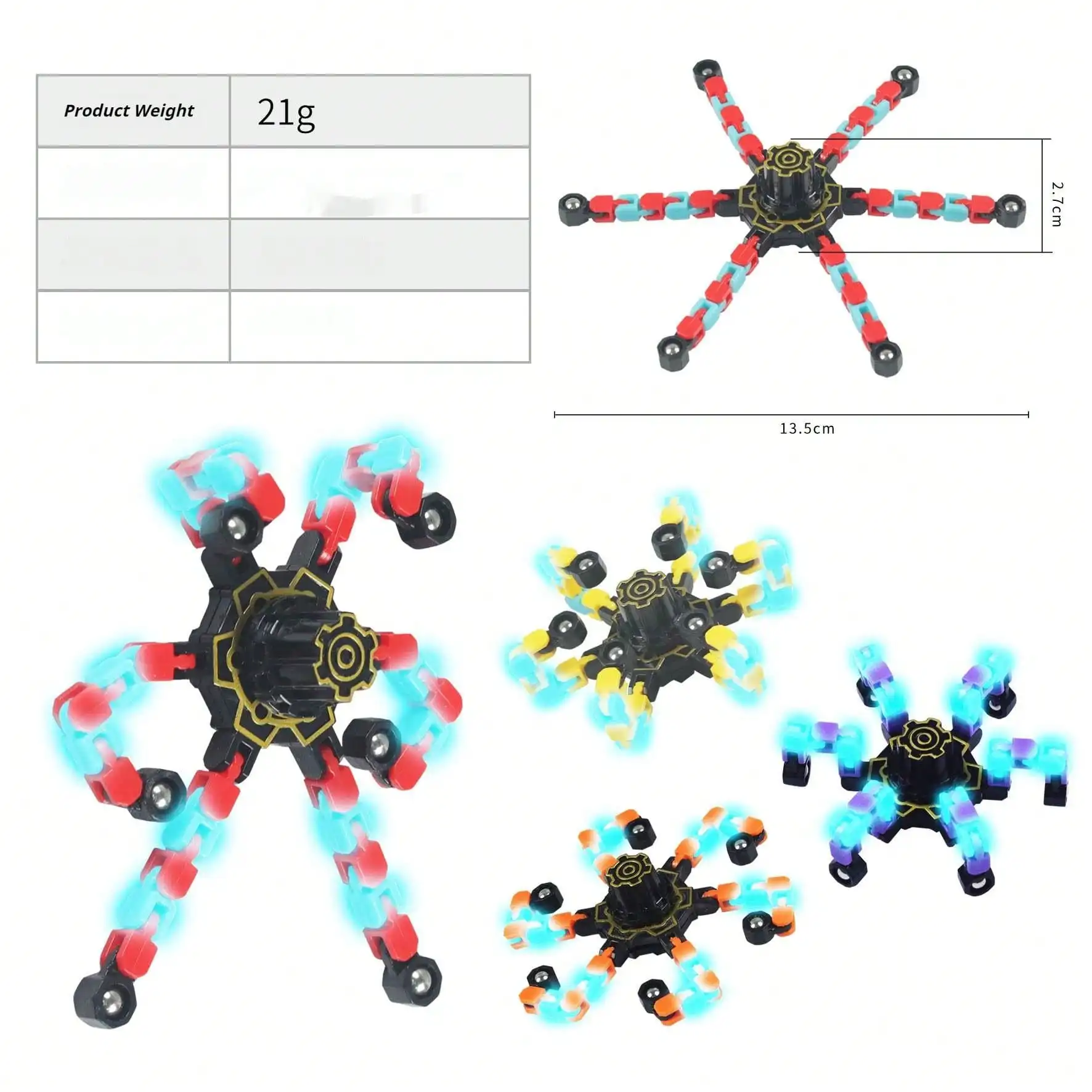 Juguete de descompresión con diseño de cadena Deformable, juguete giratorio creativo de aleación, Fidget Spinner, juguete divertido de descompresión