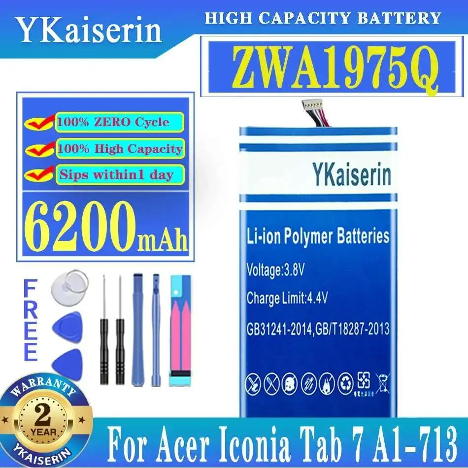 

For Acer Iconia Tab 7 A1-713 A1-713HD A1 713 Tablet Battery Reliable Power Supply 6200mAh ZWA1975Q