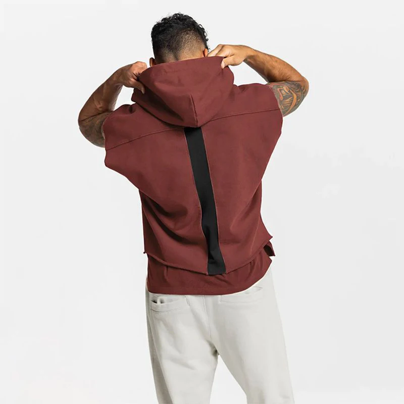 Summer Men Sleeveless Hooded Sweatshirts Korean Fashion Solid Absorb Sweat Breathable Oversized Clothing Sports Fitness Tank Top