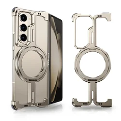 Eary for Samsung Galaxy Z Fold 6 5 Case with Magnetic Stand Magsafe Protective Cover Metals Frameless Bumper Wireless Charging