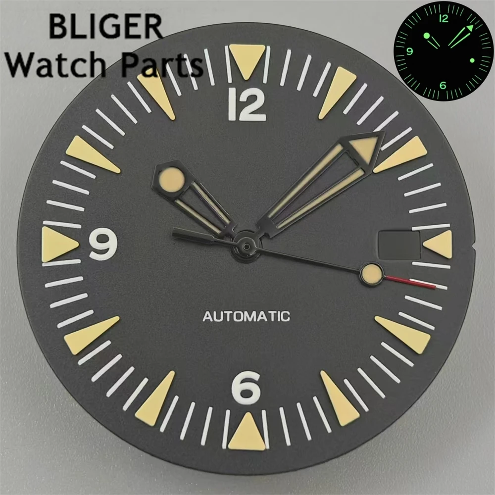 BLIGER orologio quadrante nero verde quadrante verde luminoso Fit movimento NH35 NH36