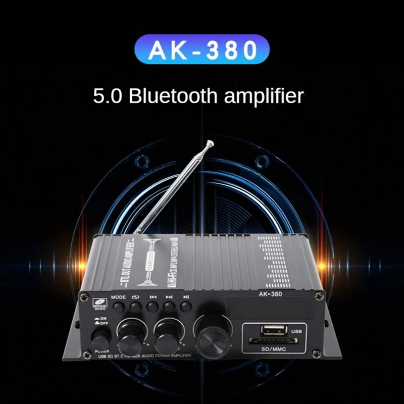 HFES AK380 Hifi Audio Home เครื่องขยายเสียงดิจิตอลเครื่องเสียงรถยนต์ Bass Power Bluetooth เครื่องขยายเสียง FM USB SD วิทยุลําโพงซับวูฟเฟอร์