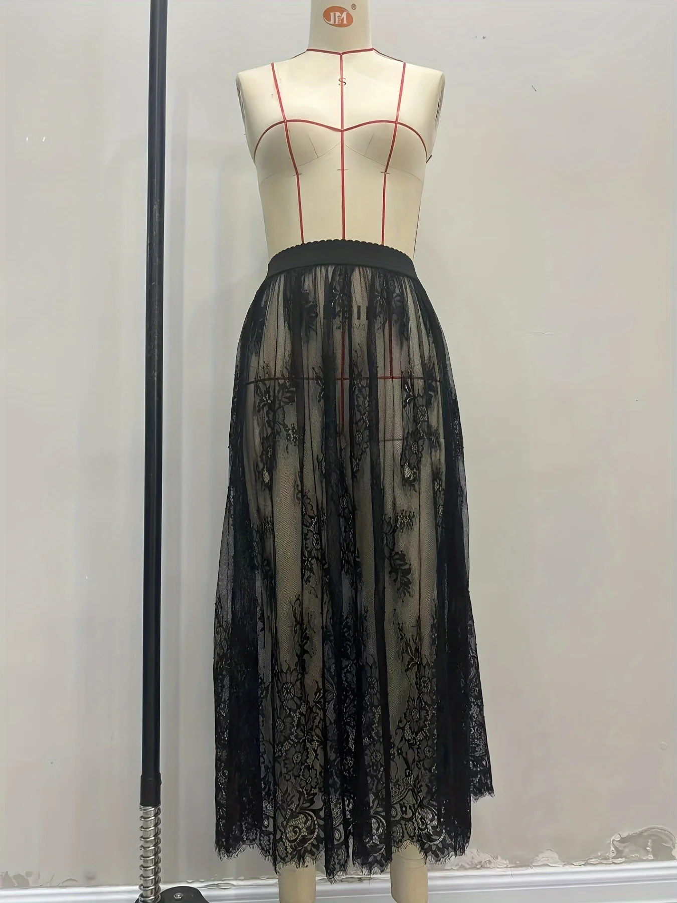 High Quality Hot Selling Wholesale Women's Clothing New Style Dark Gothic Lace Perspective Sexy Half Skirt Long Skirt Y2k Tulle