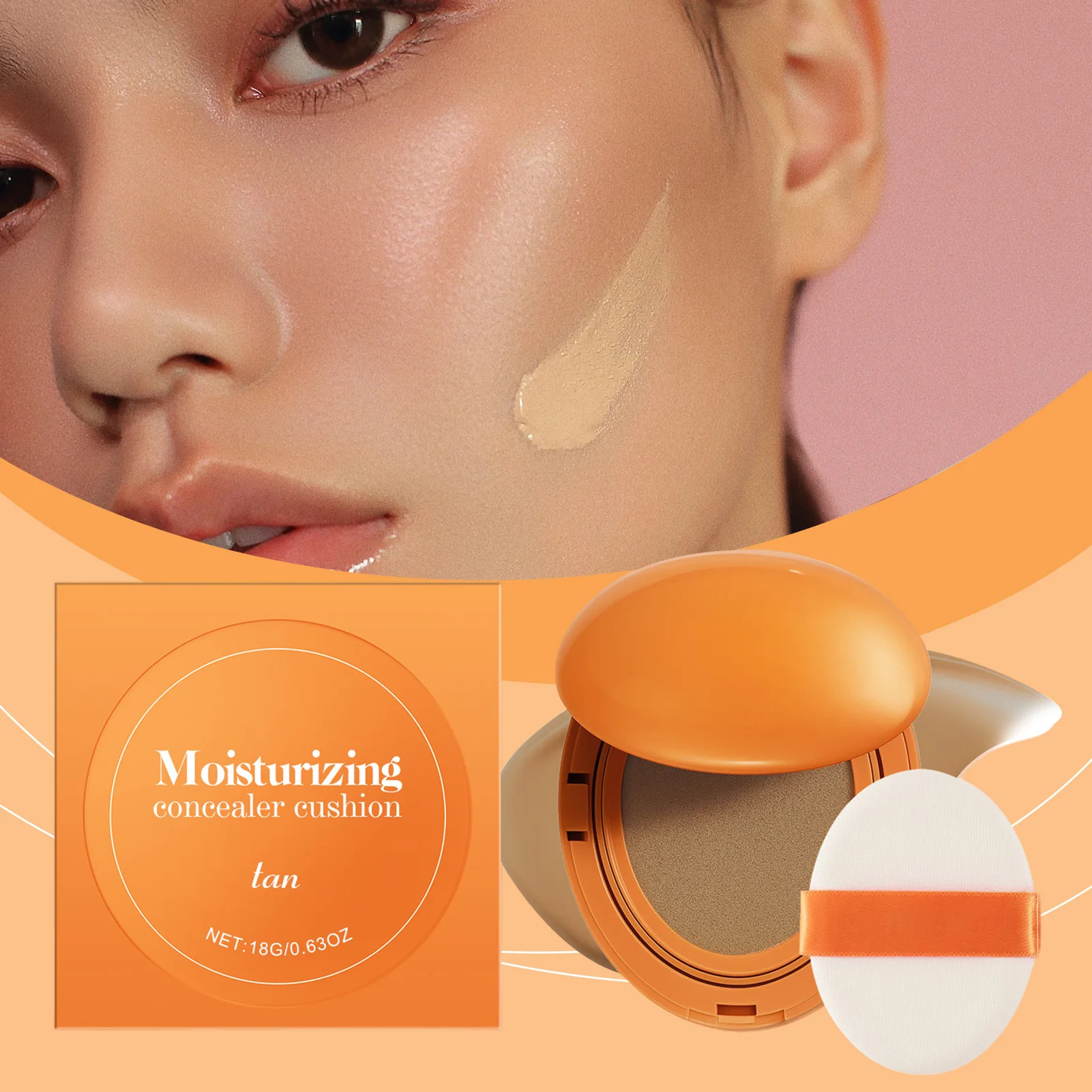Hydrating Concealer Cushion Compact Long Lasting Warm Beige Natural Finish Flaw-Less Makeup Skincare Daily Beauty