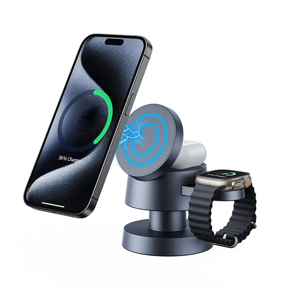 Mushroom Lamp 4-in-1 Wireless Charger Magnetic 3-in-1 Wireless Charging Mushroom Night Light Accessories