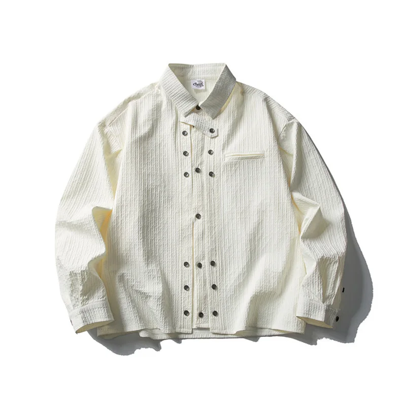 

Мужские и женские осенние двубортные свободные повседневные рубашки из хлопчатобумажной ткани с длинными рукавами, уличная одежда унисекс, модные блузки