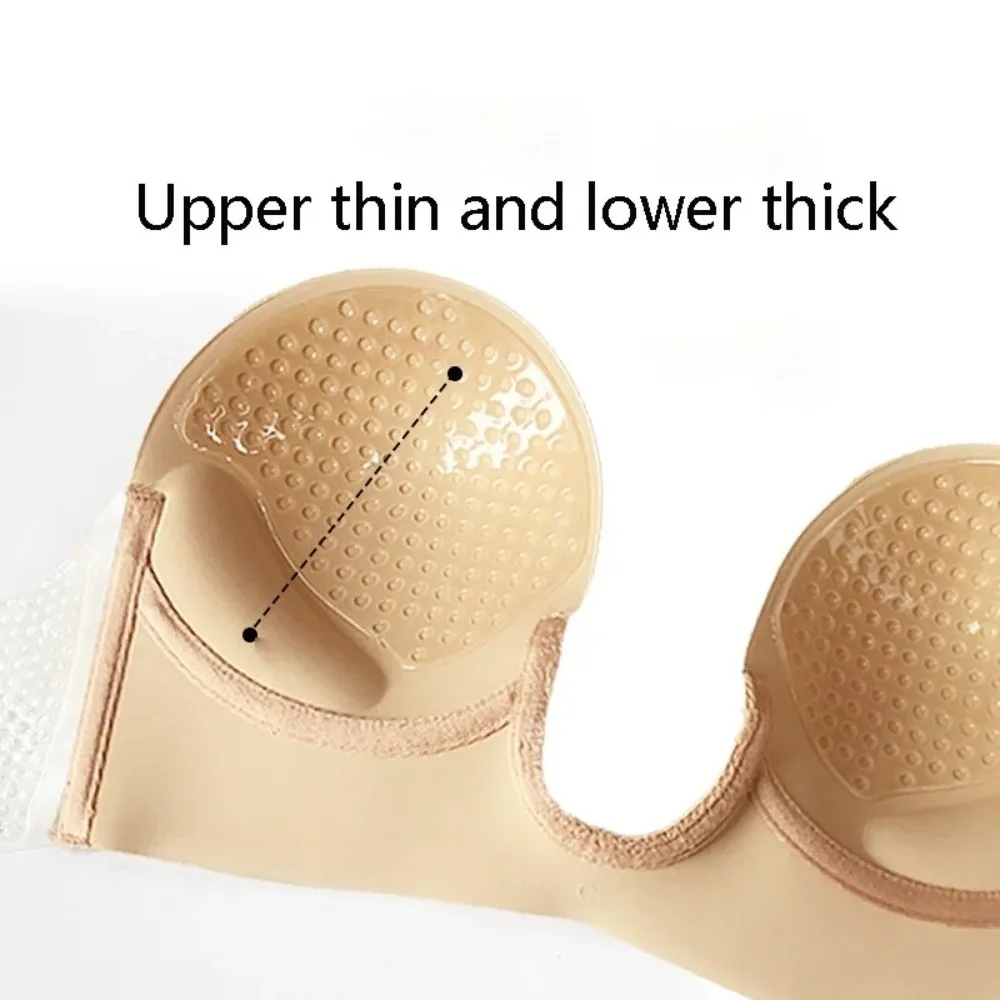 

Deep U Breathable Strapless Bra Silicone Reusable Invisible Breast Cover Backless Push Up Underwear Party