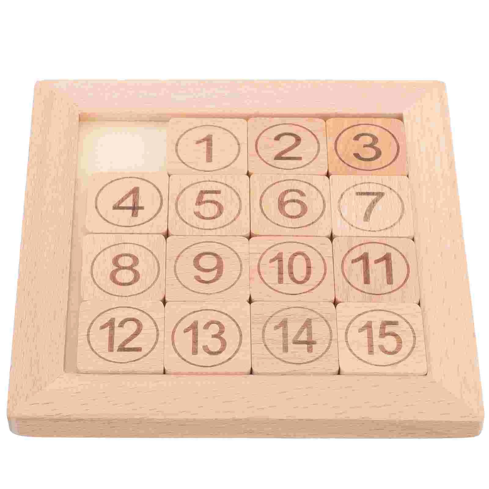 

15 Number Puzzle Digital Huarong Road for Adults Teaching Board Handheld Brain Teaser Wooden Child