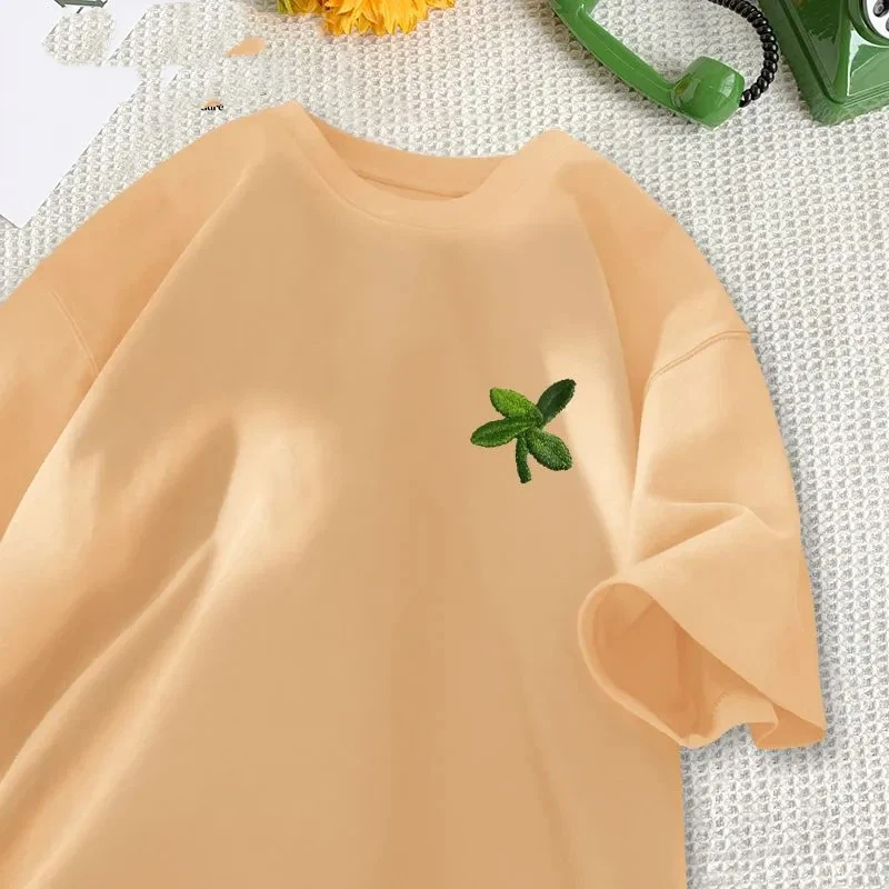 

Футболка унисекс из ткани Sorona с вышивкой, свободного кроя, с коротким рукавом, летняя повседневная модель