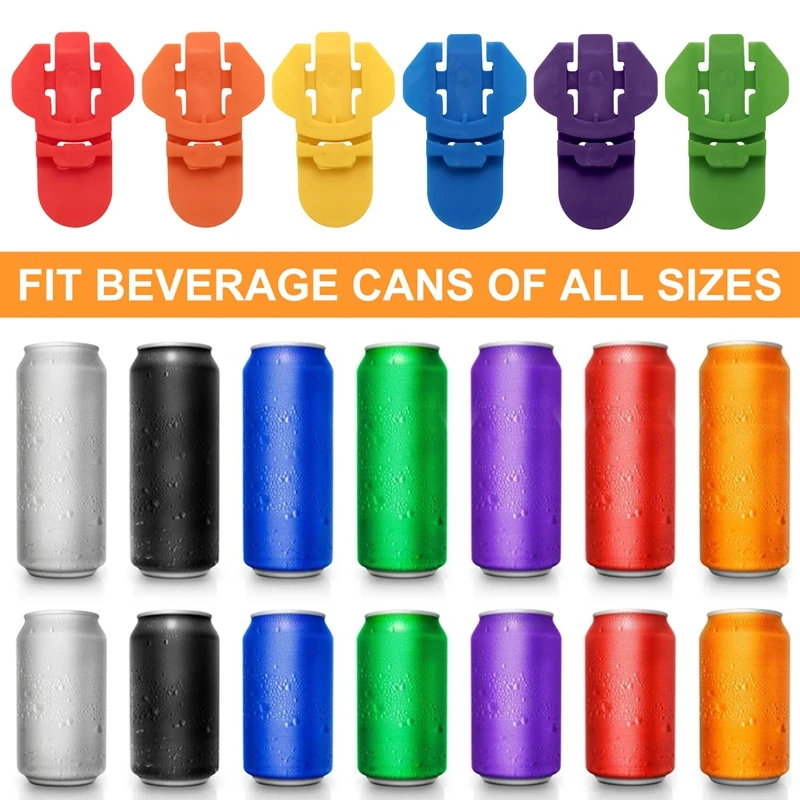 LUDA Color Coded Drink Shield And Soda Protector For Family, 12Pk Fun Colored Plastic Tab Openers For , Beer Or Soda Cans