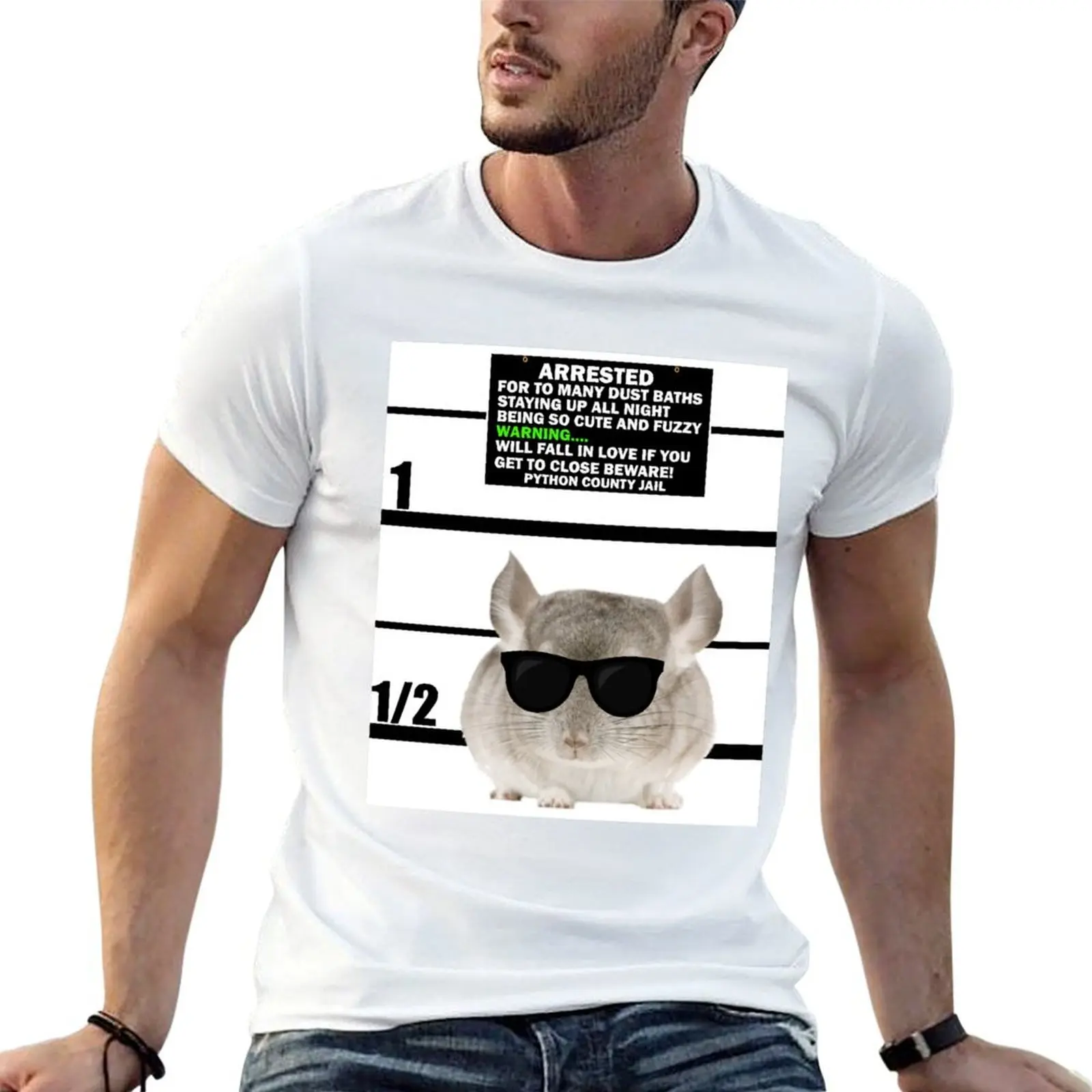 Funny Chinchilla Tshirt Mugshot Pet Chinchilla Cute Gift T-Shirt funny t shirts dark humor T-Shirt