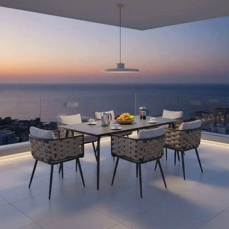 Outdoor coffee shop tables and chairs, European and American design style, outdoor aesthetic modeling, high-texture leisure