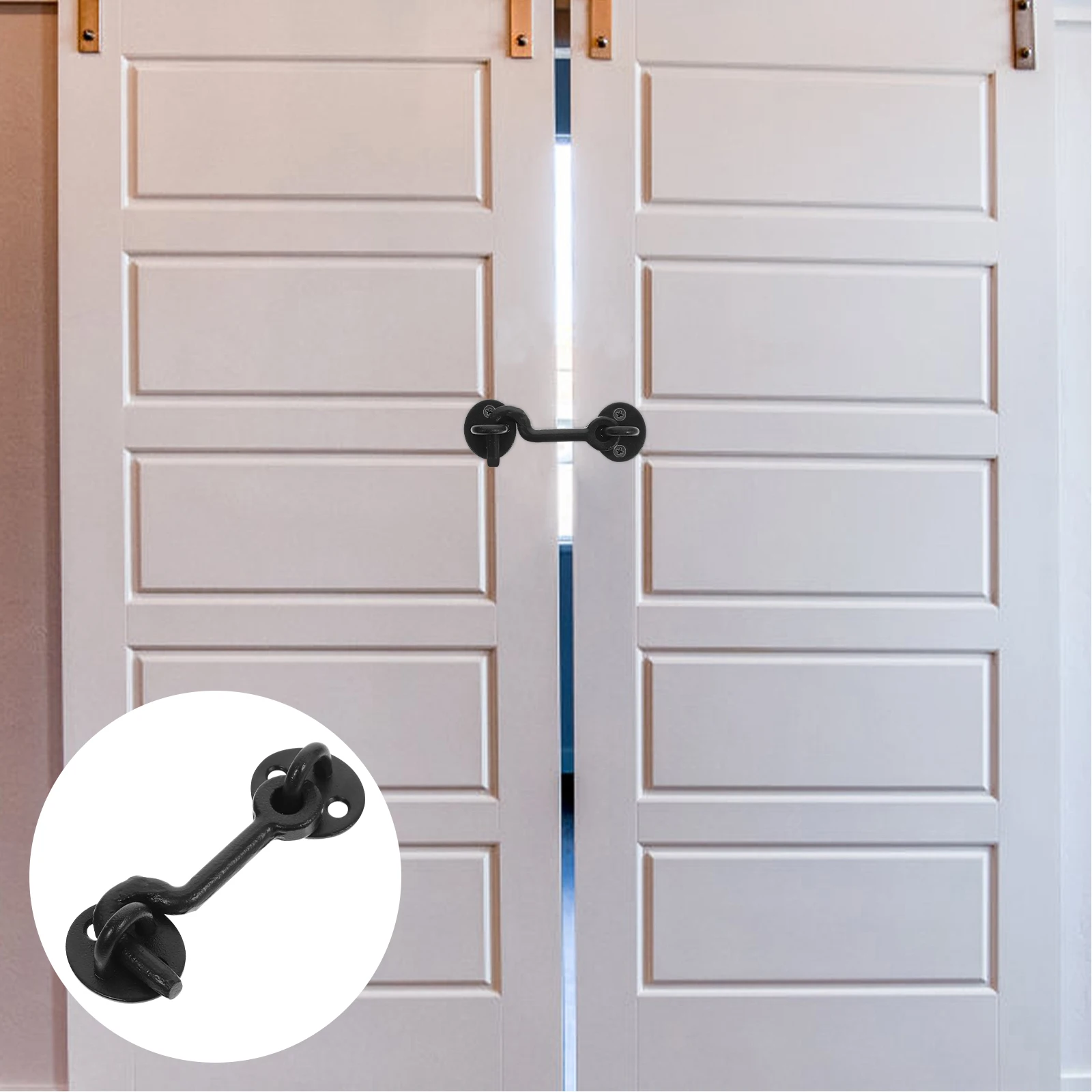 

1Set Cast Iron Wind Latch Thick Sturdy Rust Resistant Metal Hook for Door Window Gate Cabin Garage Door Latch