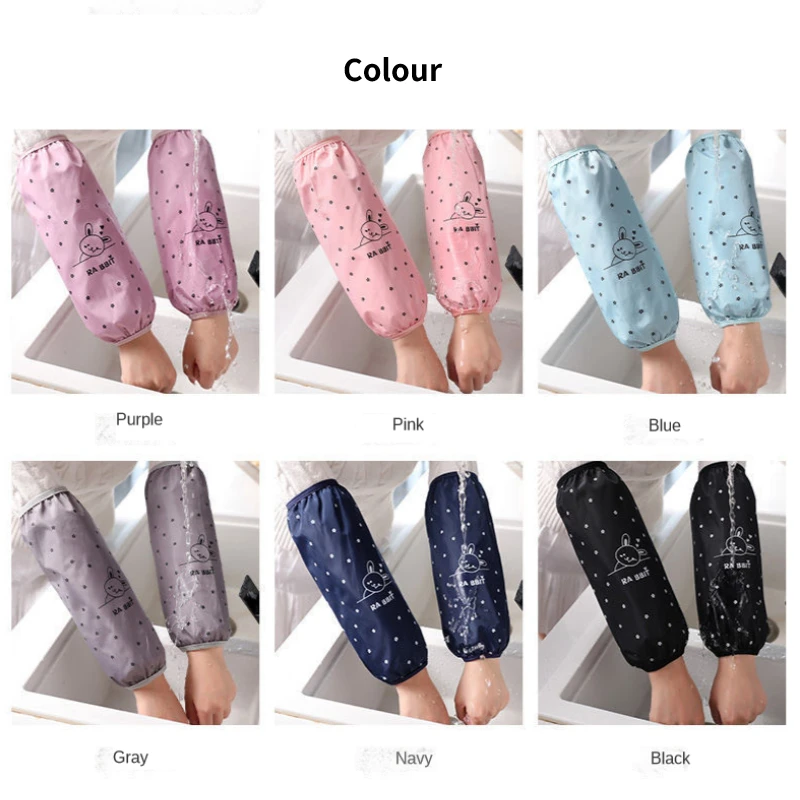 Waterproof Sleeves Women Antifouling Office Sleeves Men Long Work Sleeves Cute Cartoon Kitchen Dishwashing Cleaning Sleeves