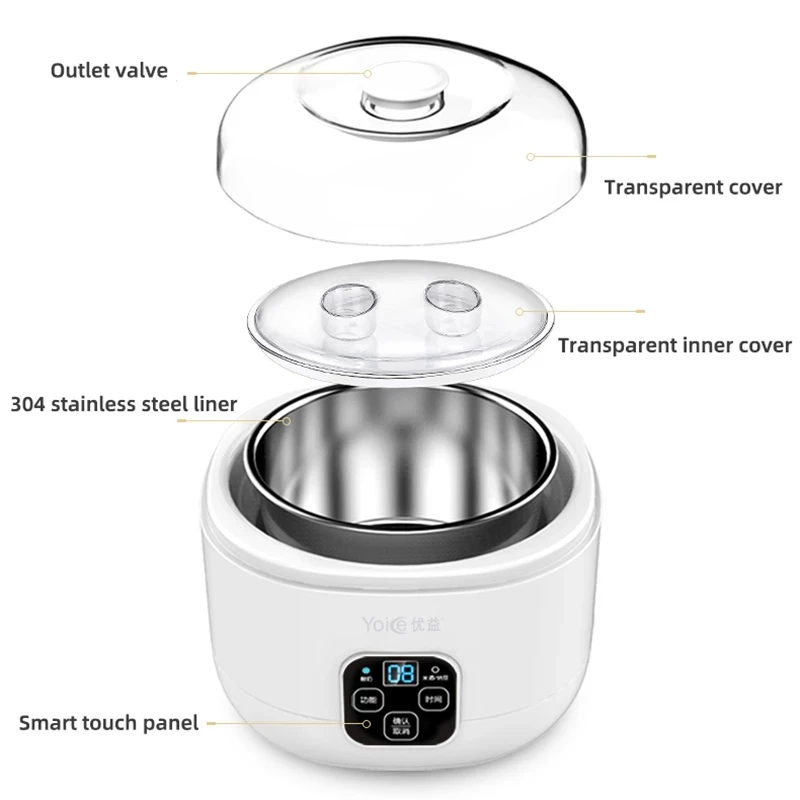 1L Electric Yogurt Maker Machine Automatic 3 in 1 Natto Rice Wine Machine Stainless Steel Liner DIY Yogurt Tools For Home 220V