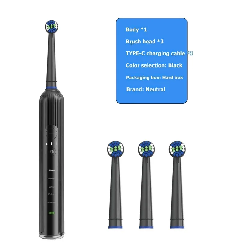 B51CNEW! Rotary Electric Toothbrush Rechargeable With Long Battery Life For Deep Teeth Cleaning