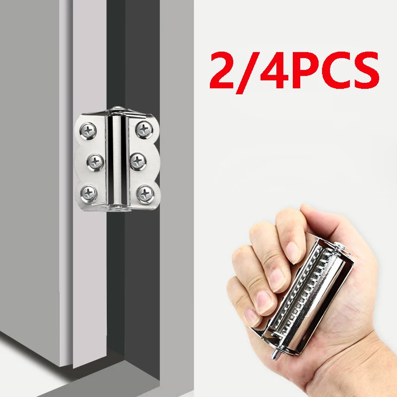 2/4Pcs Stainless Steel Butterfly Hinge Automatic Door Closer Spring Hinge Household Flat Screen Door Screen Window Reset Rebound
