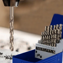 Cobalt Drill Bits Set M35 High Speed Steel Twist Jobber Length for Hardened Metal, Stainless Steel, Cast Iron and Wood Plastic
