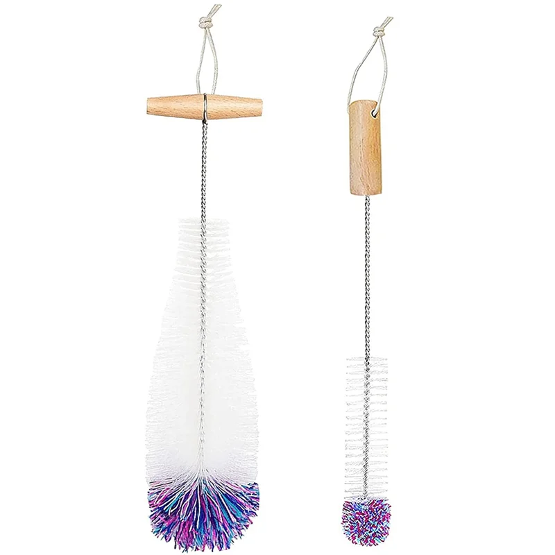 מברשת בקבוקים לבקבוקי זכוכית, מנקה בקבוק, חבילה של 2 מברשות ניקוי, sodastream ניקוי בקבוק לבן מנקה