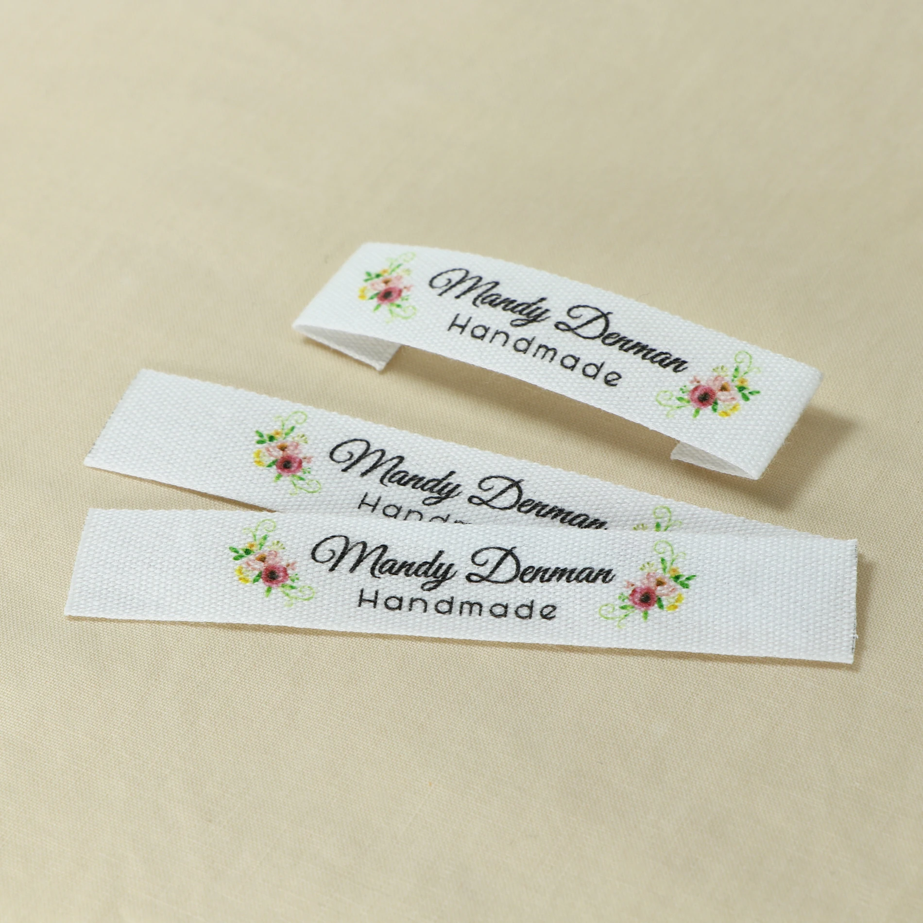 Custom Clothing Labels - Personalized Brand , Organic Cotton Ribbon Labels , Logo or Text, Sewing Labels  (FR012)