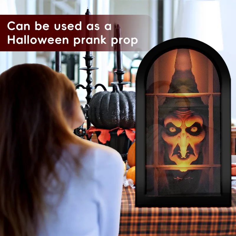 2026 New Semicircle Ghost Mirror Creative Thriller Halloween Party Decoration Ornament Wall Pendant