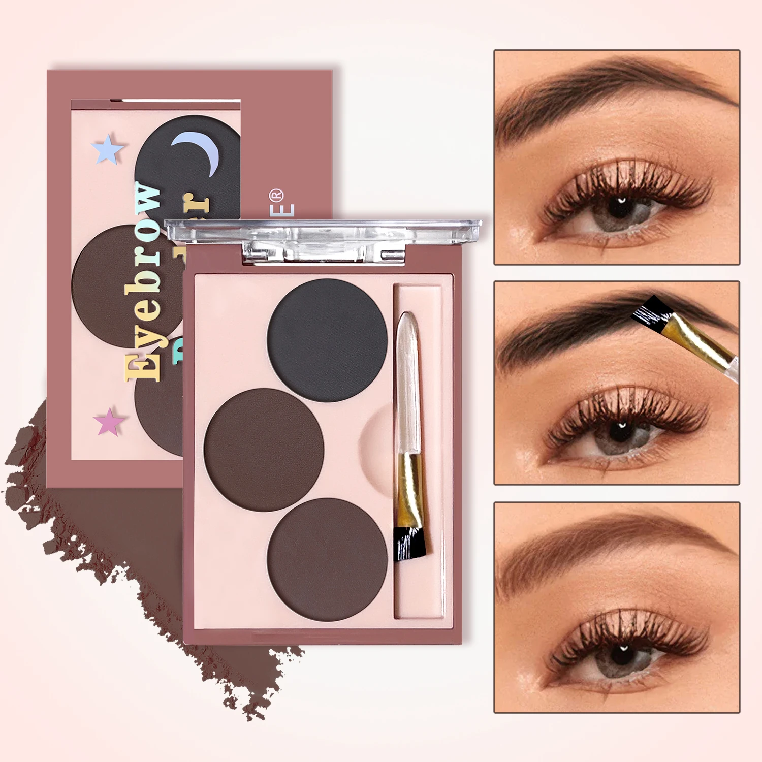 Three-color eyebrow pink women's waterproof and sweat-proof long-lasting three-color plate women's waterproof natural contouring