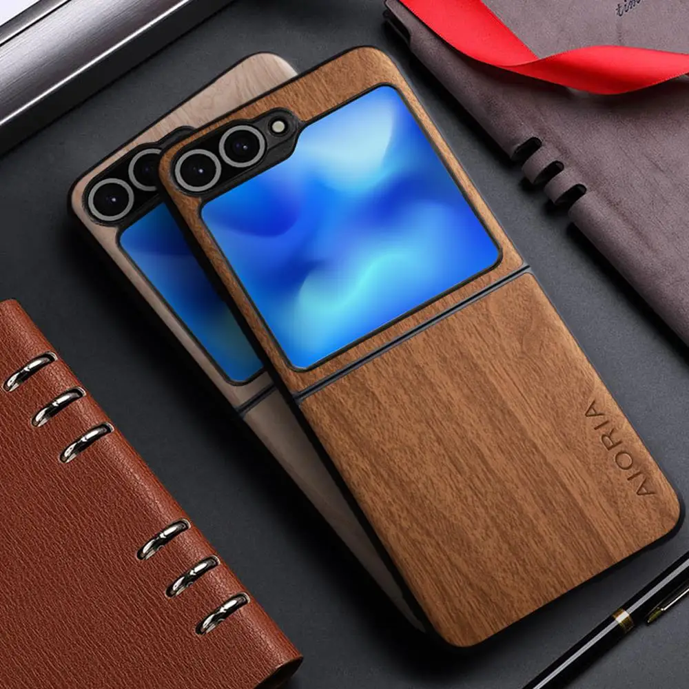

Case for Samsung Galaxy Z Flip 7 FE 6 5 4 3 5G funda bamboo wood pattern PU Leather cover for galaxy z flip7 fe zflip7 fe case