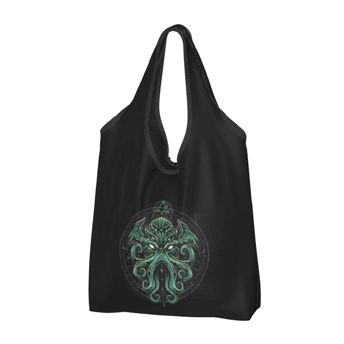 Custom Great Cthulhu Shopping Bags Women Portable Large Capacity Groceries Horror Movie Lovecraft Tote Shopper Bags