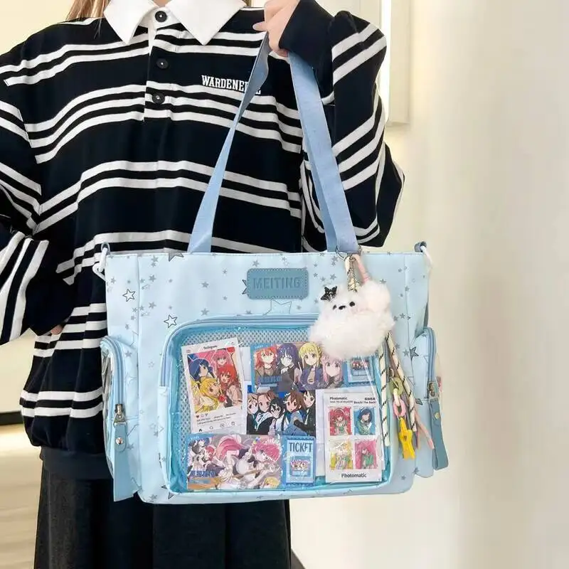 Neue Y2K Niedliche Stern-Comic Ita-Tasche Damen Mode Schultertaschen Lolita Mädchen Transparente Tragetasche DIY Display Umhängetasche Handtasche – Detail 1