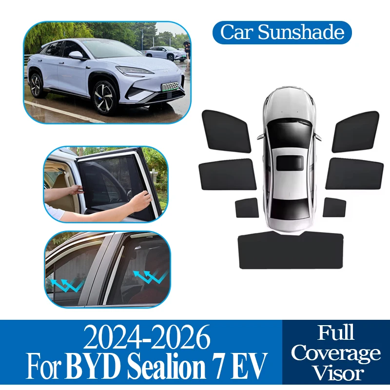 

For BYD Sealion 7 07 EV 2024-2026 Anti-UV Car Magnetic Sunshade Privacy Protection Coverage Blocking Curtain Auto Accessories
