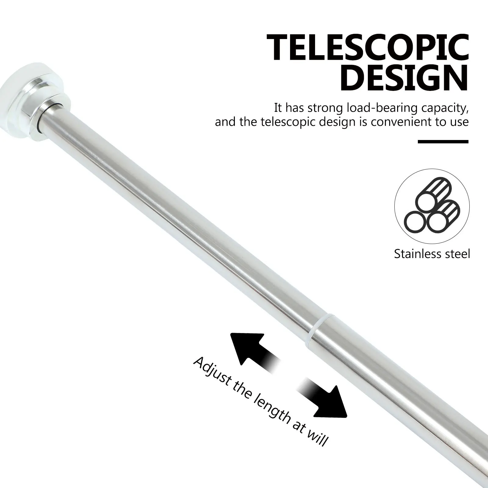 

1pc Telescopic Rod Stainless Steel Adjustable Clothes Drying Pole For Bathroom Balcony Wardrobe Shower Curtain Towel Storage