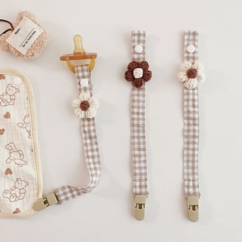 المنسوجة زهرة الطفل هوة كليب الإبداعية متقلب مشبك الحلمة سلسلة الوليد مصاصة التسنين مكافحة فقدان حبل سلسلة #2