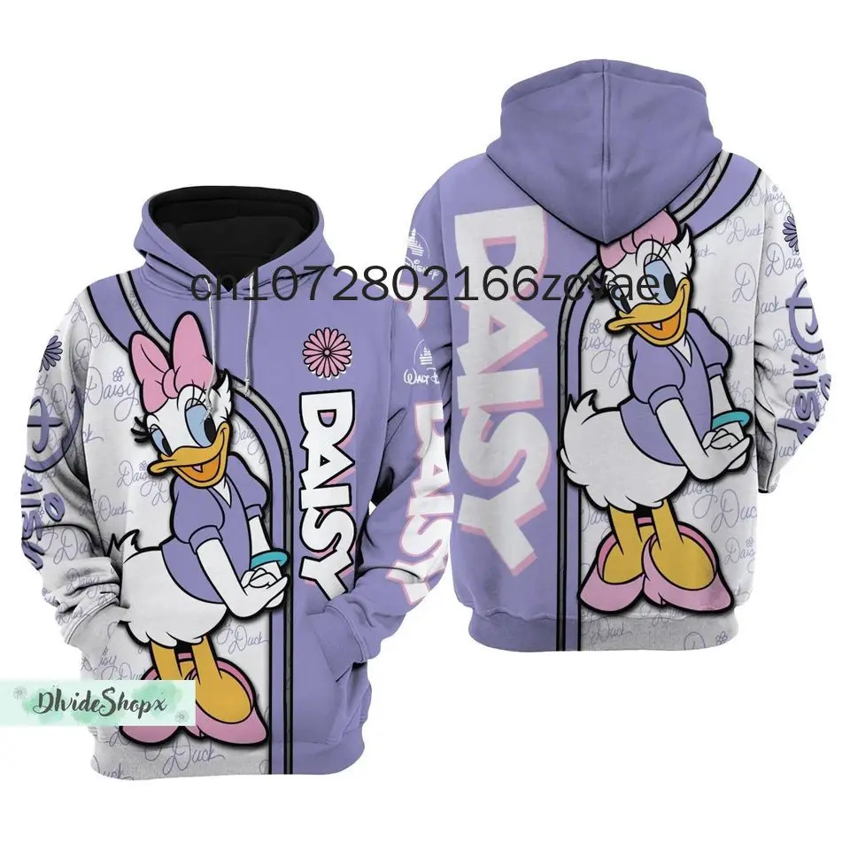 Spring and Autumn Disney Daisy Duck 3D Hoodies 2025 New Men's and Women's Children's Hoodie Casual Street Y2K Sweater