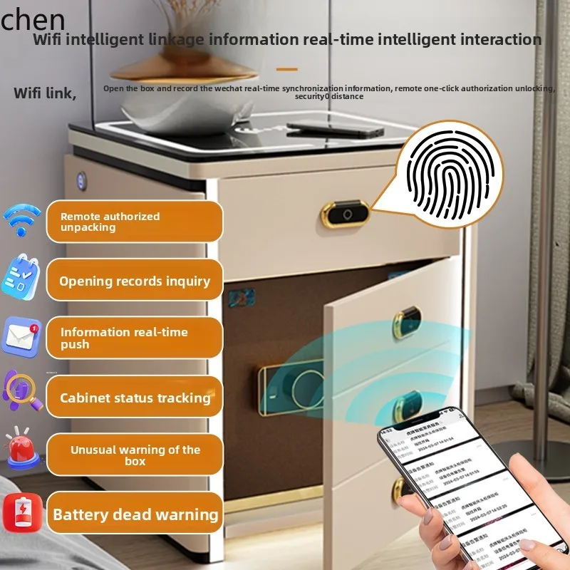 

HXL smart bedside table, safe, integrated multi-function wireless charging, insurance, bedside table